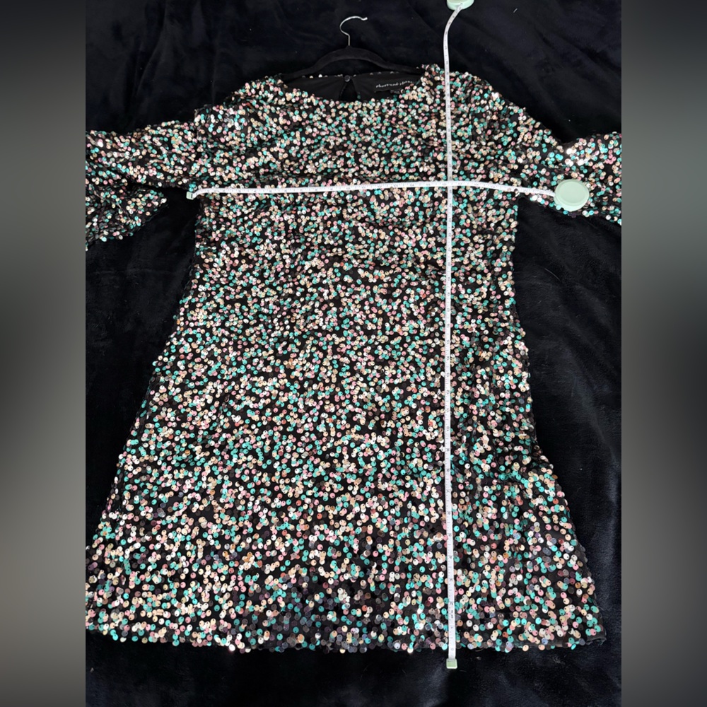 Pink & Teal Sequin Long Sleeve Dress. XL. NWT - Picture 5 of 6